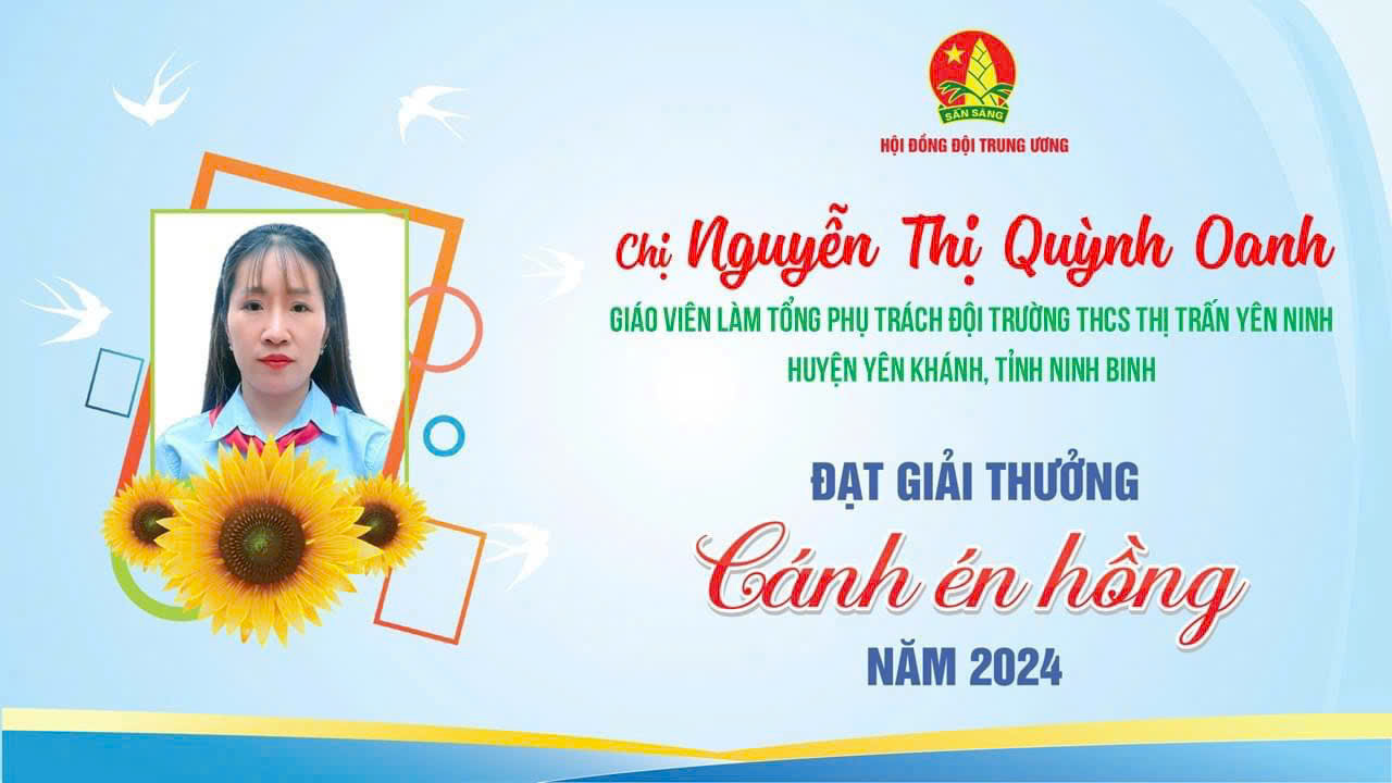 Ninh Bình có một Tổng phụ trách Đội đạt giải thưởng “Cánh én hồng”