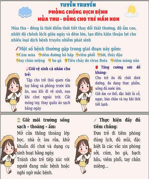 Tuyên truyền: Phòng chống dịch bệnh mùa Thu – Đông cho trẻ mầm non